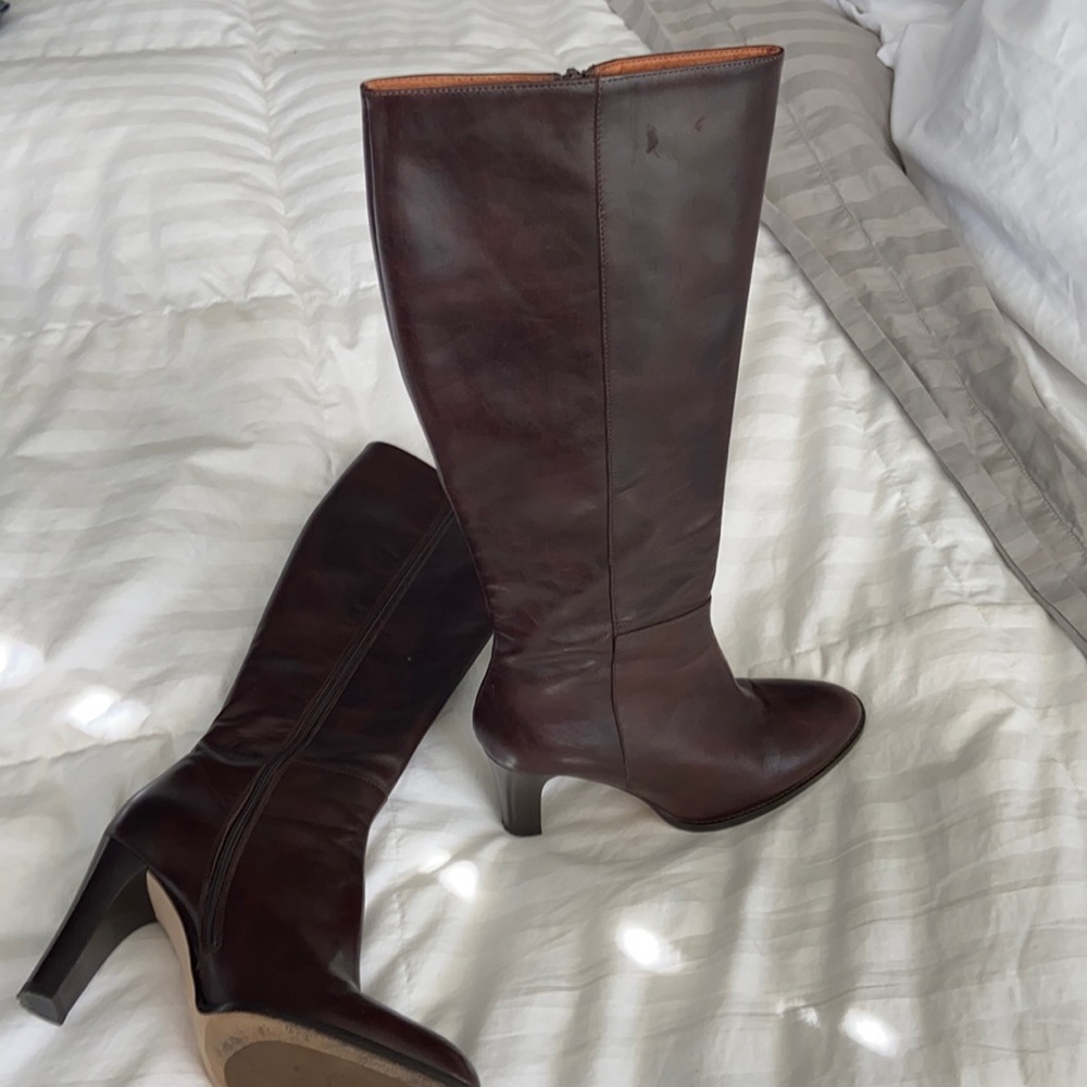 J.Crew Knee high brown leather boots.